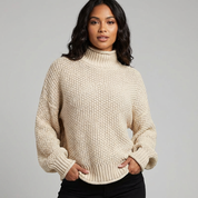 Comfortabele gebreide trui met hoge hals en relaxte pasvorm