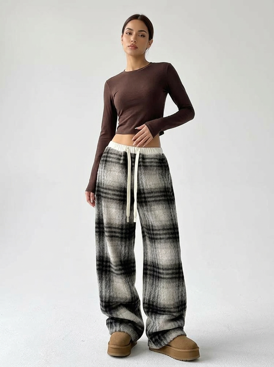 Comfortabele geruite dames loungebroek – Mees