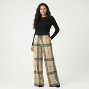 Comfortabele palazzo dames pantalon met ruit – Anna