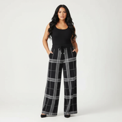 Comfortabele palazzo dames pantalon met ruit – Anna