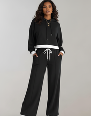 Comfortabele tweedelige hoodie & wide-leg broek