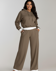 Comfortabele tweedelige hoodie & wide-leg broek