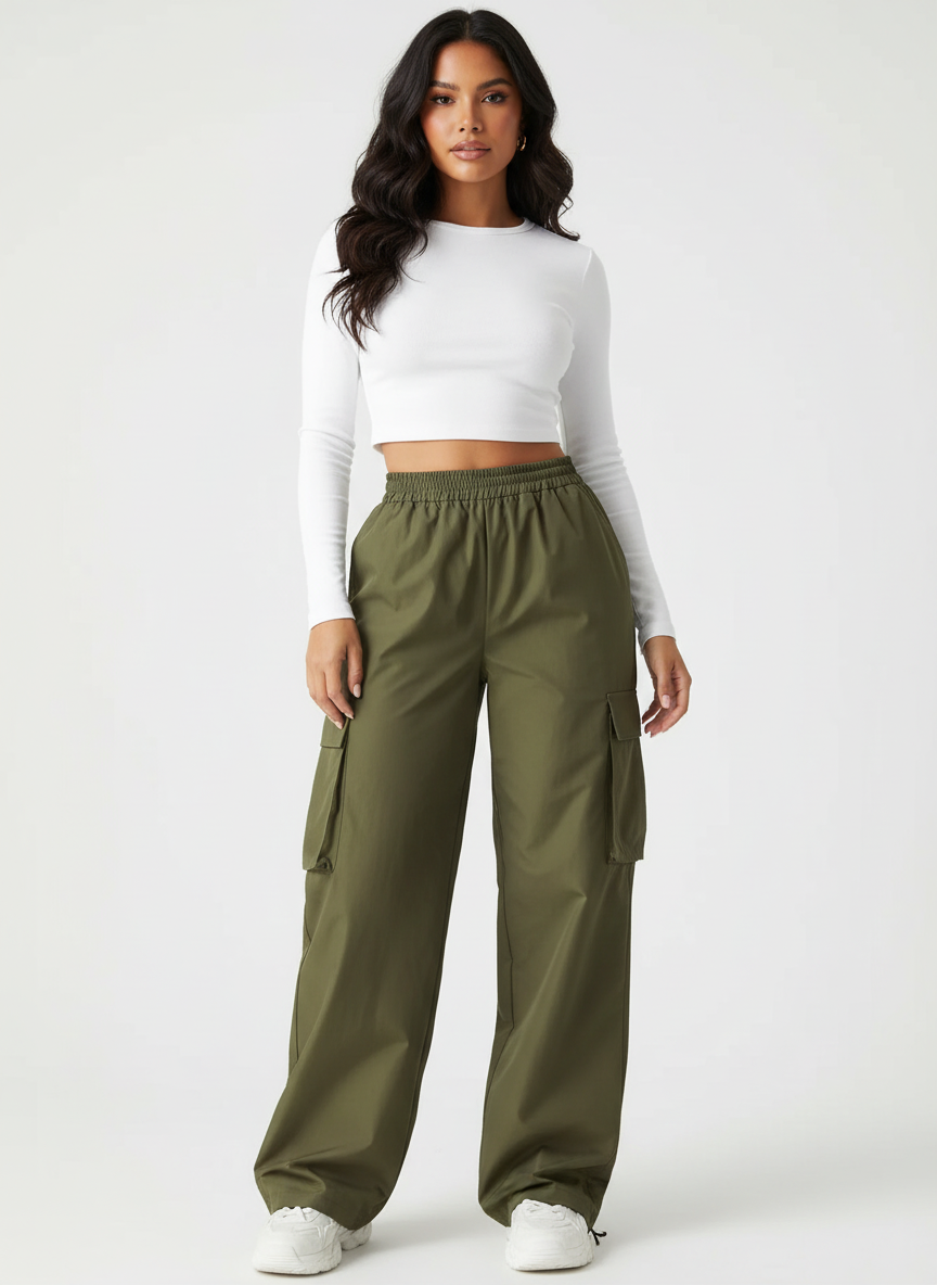 Comfortabele wide-leg cargo pantalon – Elara