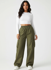 Comfortabele wide-leg cargo pantalon – Elara