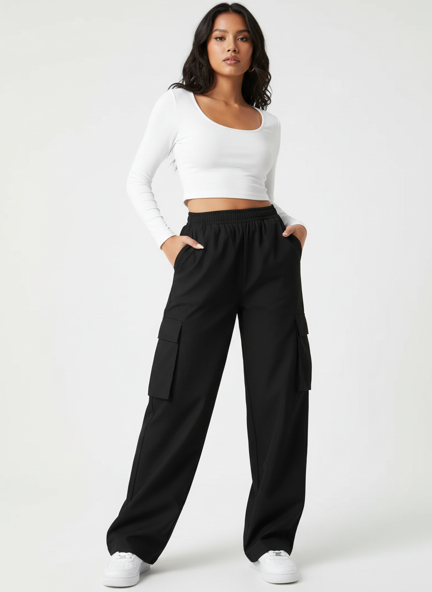 Comfortabele wide-leg cargo pantalon – Elara