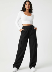 Comfortabele wide-leg cargo pantalon – Elara