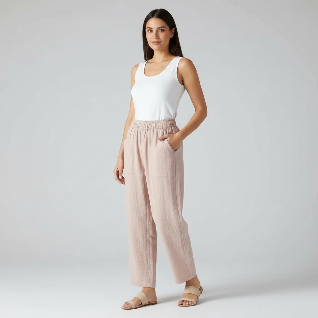 Comfortbroek met rechte pijp en elastische taille