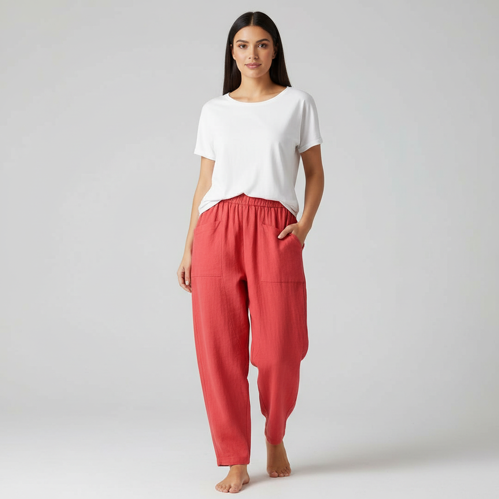 Comfortbroek met rechte pijp en elastische taille