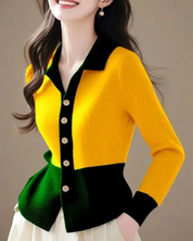 Contrast gebreid dames vest – Caress