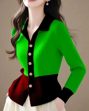 Contrast gebreid dames vest – Caress