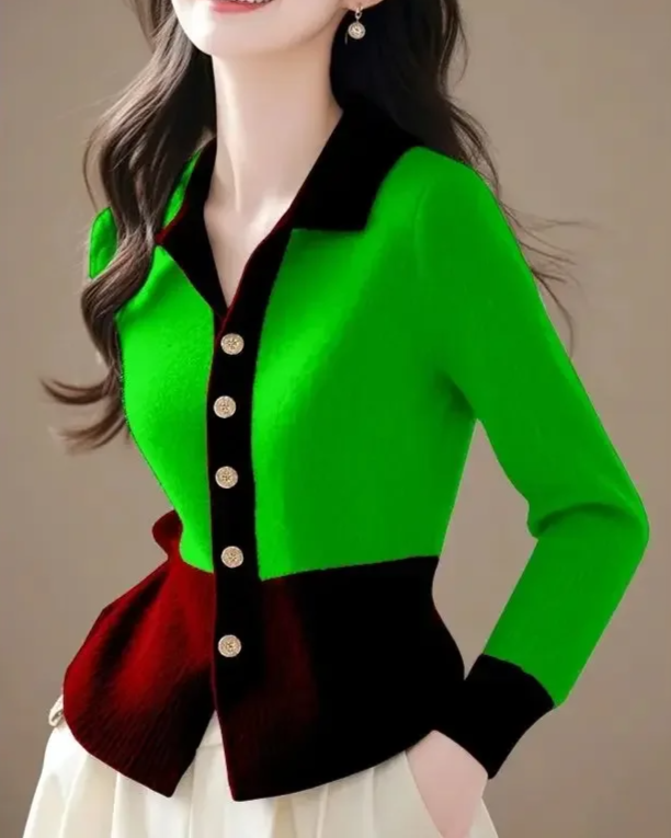 Contrast gebreid dames vest – Caress