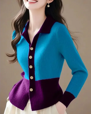 Contrast gebreid dames vest – Caress