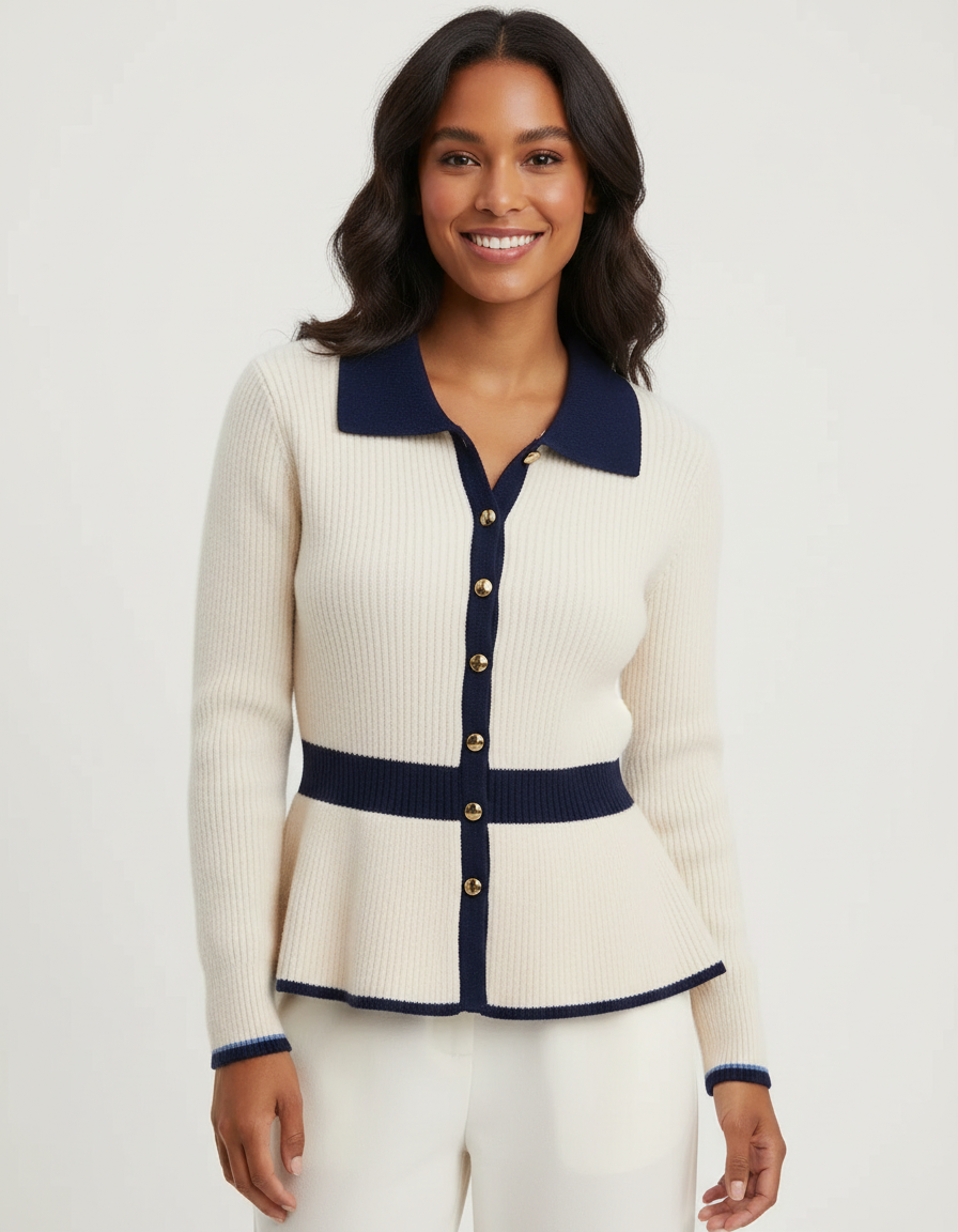 Contrast gebreid dames vest – Caress