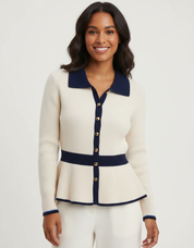 Contrast gebreid dames vest – Caress