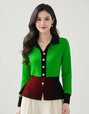 Contrast gebreid dames vest – Caress