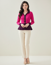 Contrast gebreid dames vest – Caress