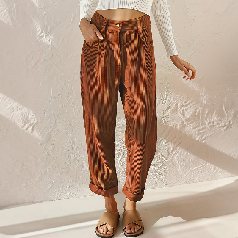 Corduroy broek hoge taille - Lisette