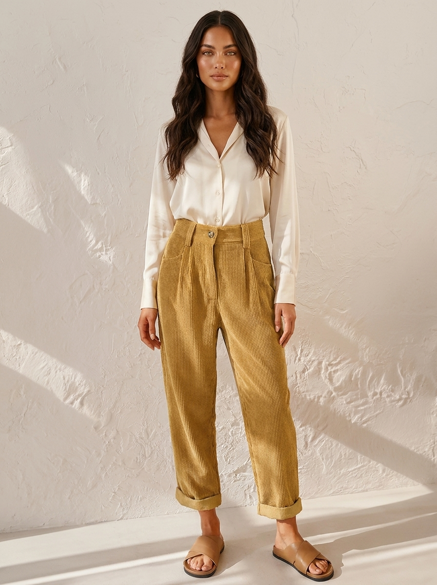 Corduroy broek hoge taille - Lisette