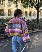 Cropped trui met kleurrijk patroon en volumineuze mouwen