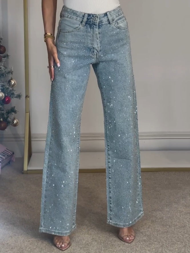 Crystal Glam Wide Leg Jeans - Nova
