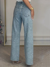 Crystal Glam Wide Leg Jeans - Nova