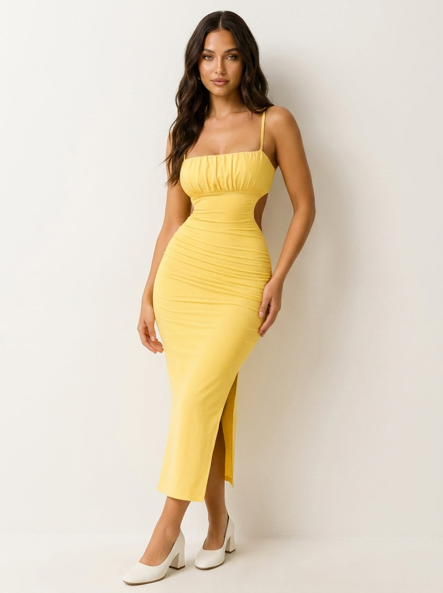 Cut-out midi jurk met open rug - Luna
