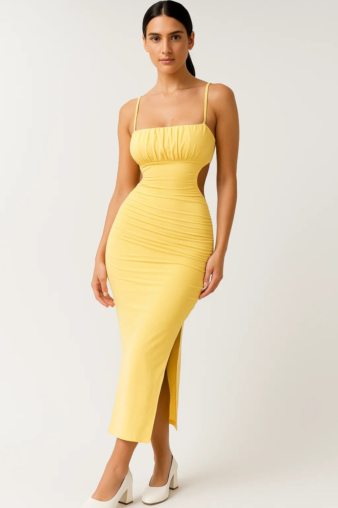 Cut-out midi jurk met open rug - Luna