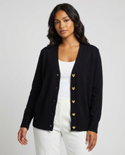 Dames V-hals cardigan met hartknopen