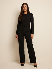 Dames 3-Delige Set – Top Lang Vest en Broek met Wijde Pijpen