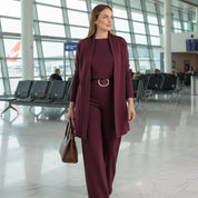 Dames 3-Delige Set – Top Lang Vest en Broek met Wijde Pijpen