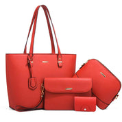 Dames 4-Delige Tassenset – Handtas met Schoudertas en Kleine Tasjes Rood - AIDA LENA