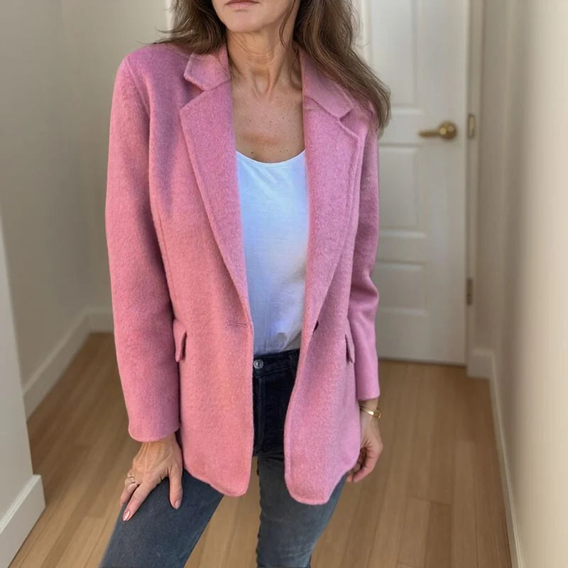 Dames Blazer – Getailleerd Model met Knoopsluiting Champagne / S - AIDA LENA