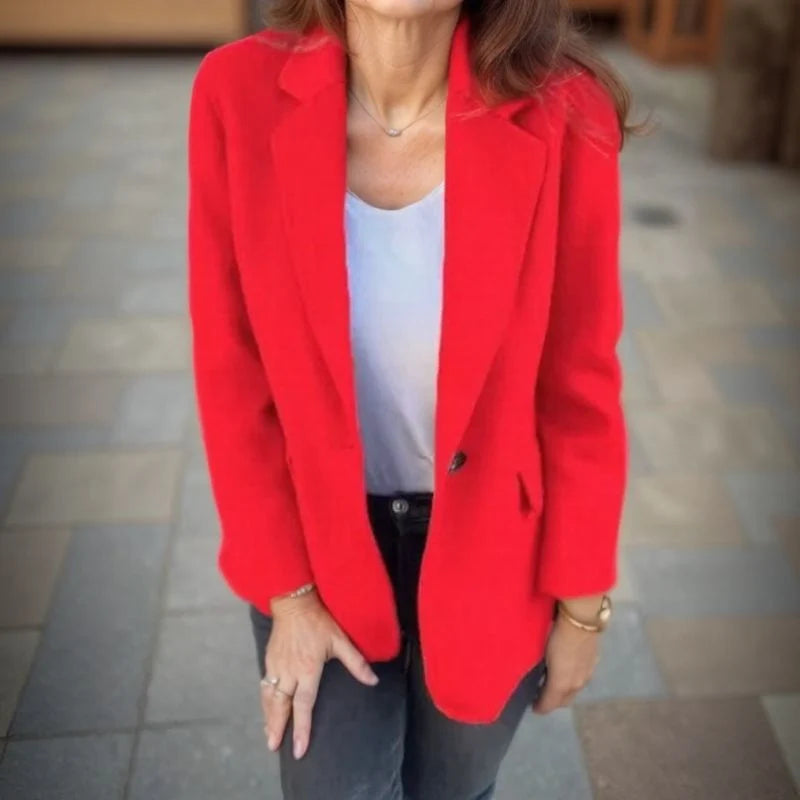Dames Blazer – Getailleerd Model met Knoopsluiting Champagne / S - AIDA LENA