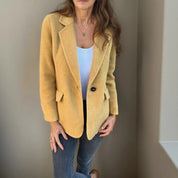 Dames Blazer – Getailleerd Model met Knoopsluiting Champagne / S - AIDA LENA