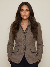 Dames Blazer met Opstaande Kraag – Getailleerd met Knopen