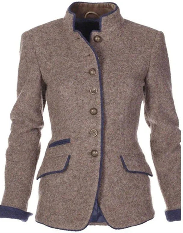 Dames Blazer met Opstaande Kraag – Getailleerd met Knopen