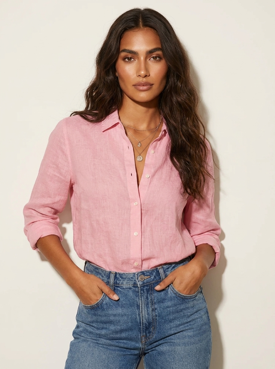 Dames Blouse – Losvallend met Kraag en Knoopsluiting