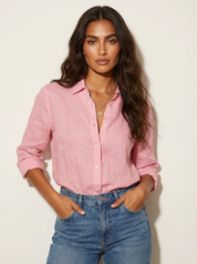 Dames Blouse – Losvallend met Kraag en Knoopsluiting