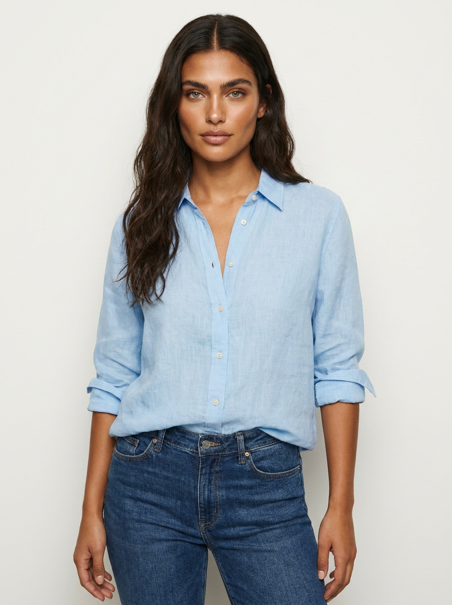 Dames Blouse – Losvallend met Kraag en Knoopsluiting