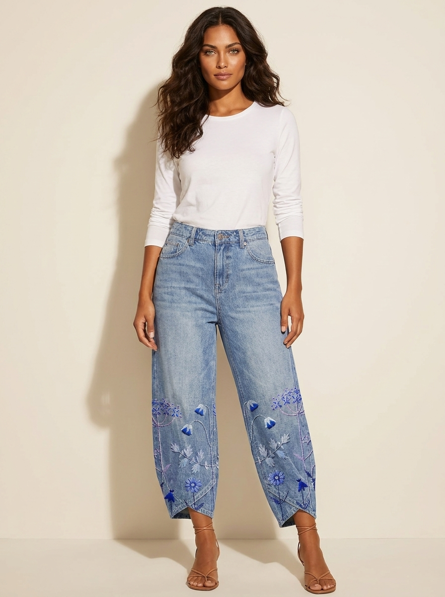 Dames Broek met Bloemen – Losvallend Model met Enkellengte