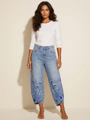 Dames Broek met Bloemen – Losvallend Model met Enkellengte