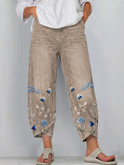 Dames Broek met Bloemen – Losvallend Model met Enkellengte