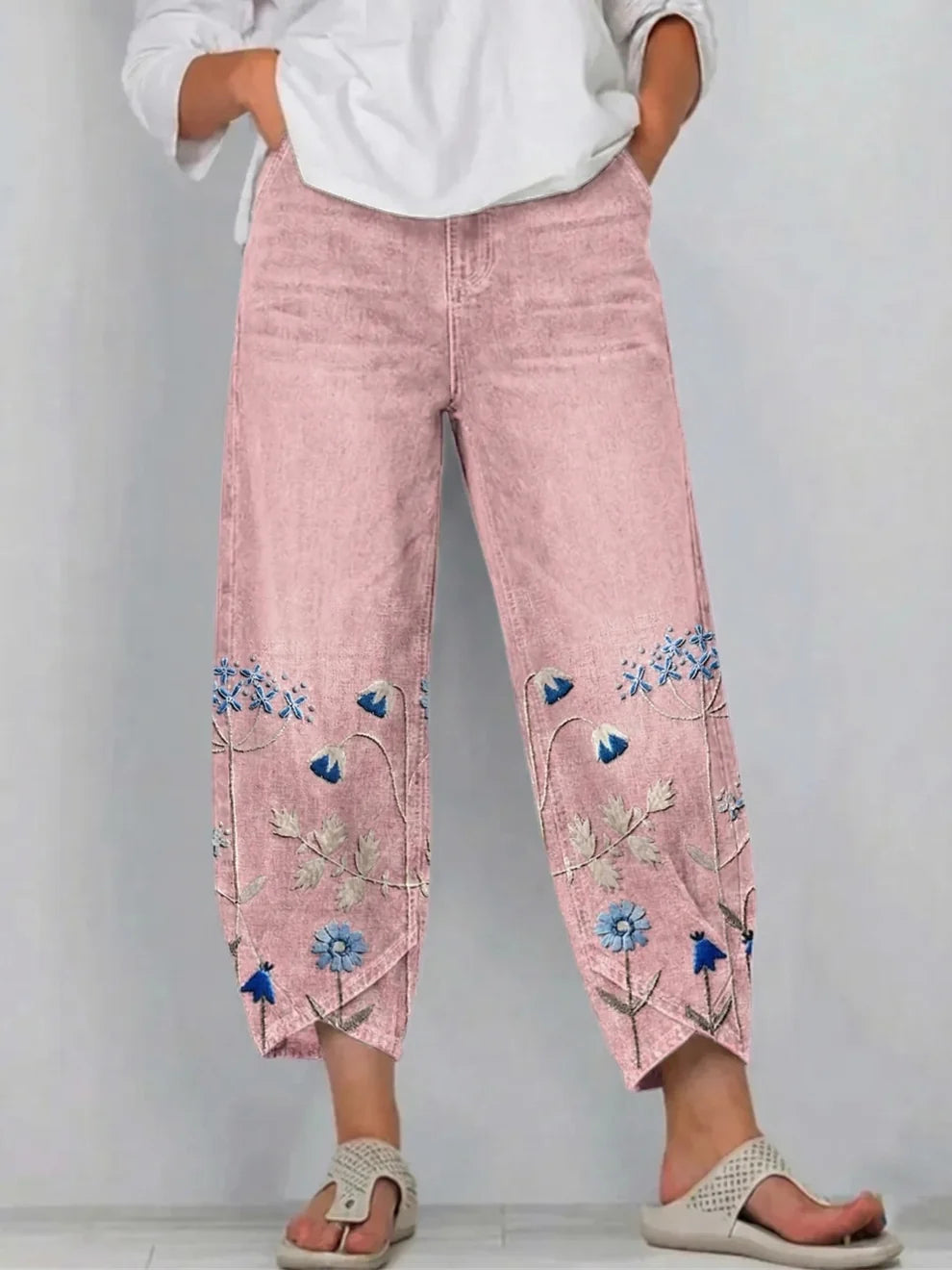 Dames Broek met Bloemen – Losvallend Model met Enkellengte