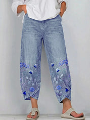 Dames Broek met Bloemen – Losvallend Model met Enkellengte