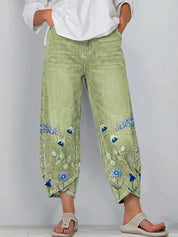 Dames Broek met Bloemen – Losvallend Model met Enkellengte