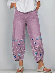 Dames Broek met Bloemen – Losvallend Model met Enkellengte