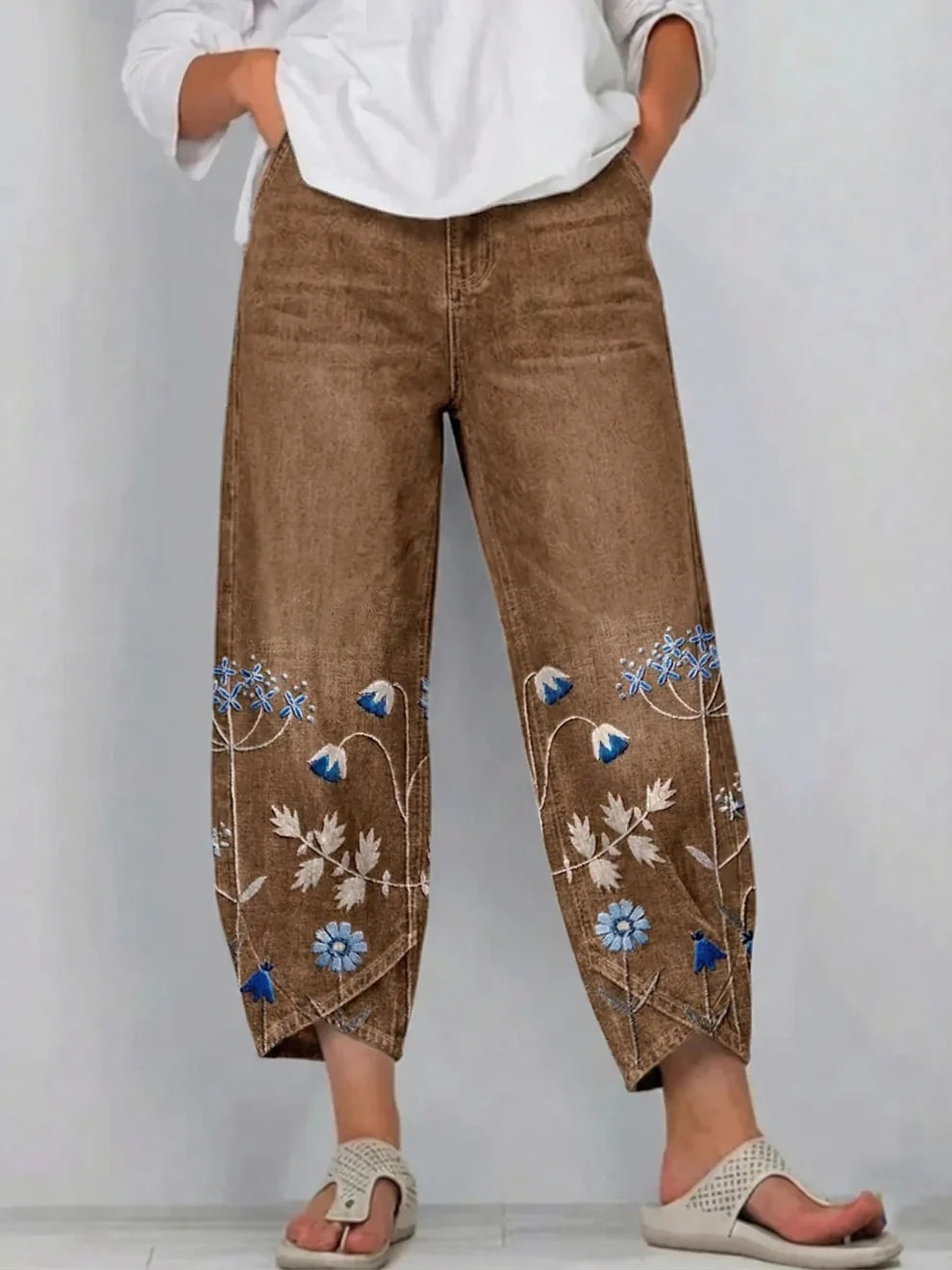 Dames Broek met Bloemen – Losvallend Model met Enkellengte