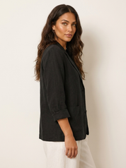 Dames Casual Blazer – Effen Blazer met Losvallende Pasvorm