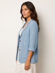 Dames Casual Blazer – Effen Blazer met Losvallende Pasvorm