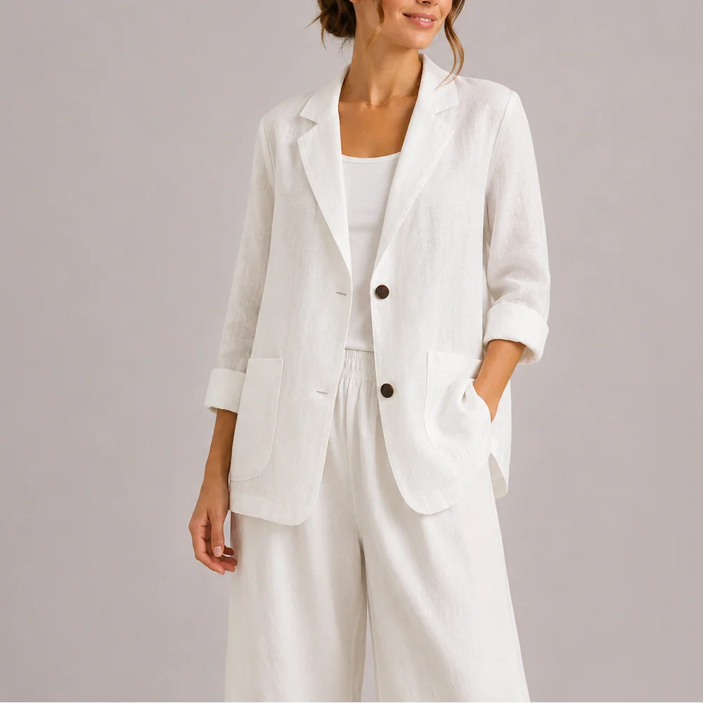 Dames Casual Blazer – Effen Blazer met Losvallende Pasvorm